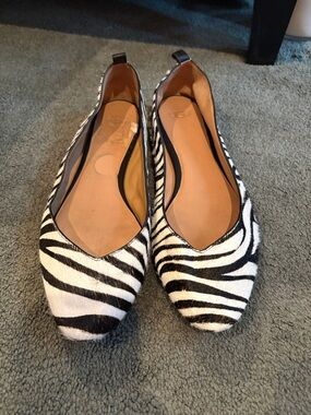 UGG Zebra-Print Pointed Toe Flats - Black & White calf hair